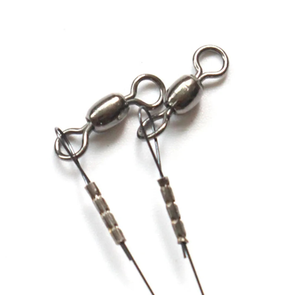 2x Steel Fishing stainless steel Wire Leader Line With Swivel Duo-Lock