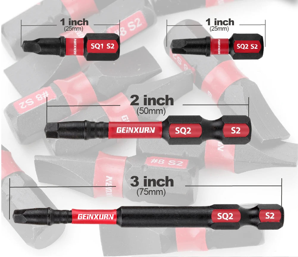 Geinxurn Impact Magnetic SQ1/SQ2 Head Power Bits,