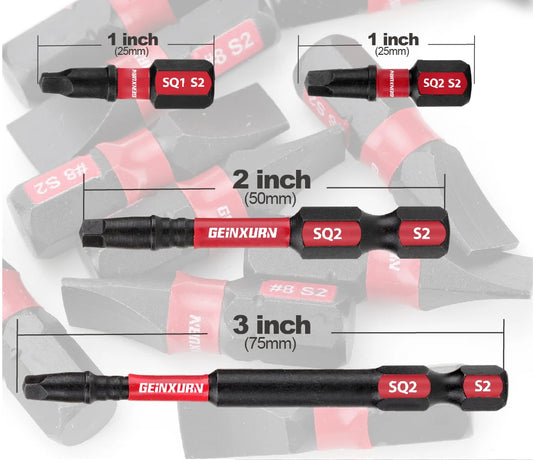 Geinxurn Impact Magnetic SQ1/SQ2 Head Power Bits,
