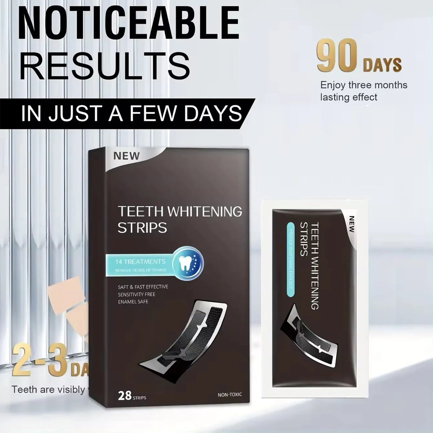 Tandenbleekstrips, 28 geactiveerde bleekstrips met bleekmiddelen