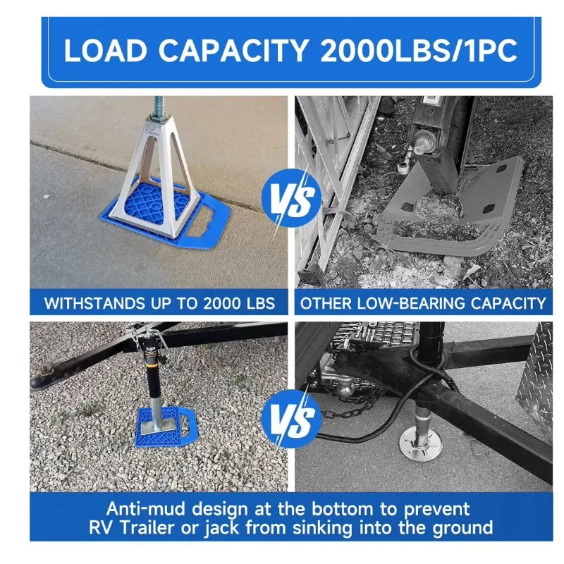 4 Pack Camper RV Leveling Stabilizer Jack Pads with Handle