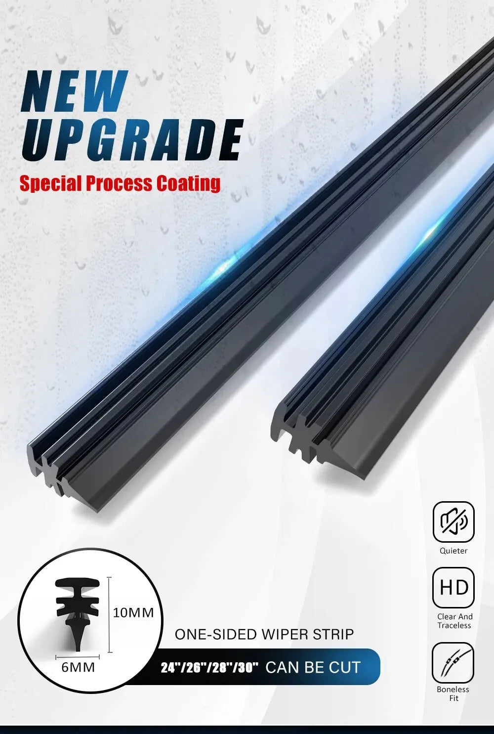 6mm Car Wiper Blade Refill Strips Car Windshield Rubber Strip