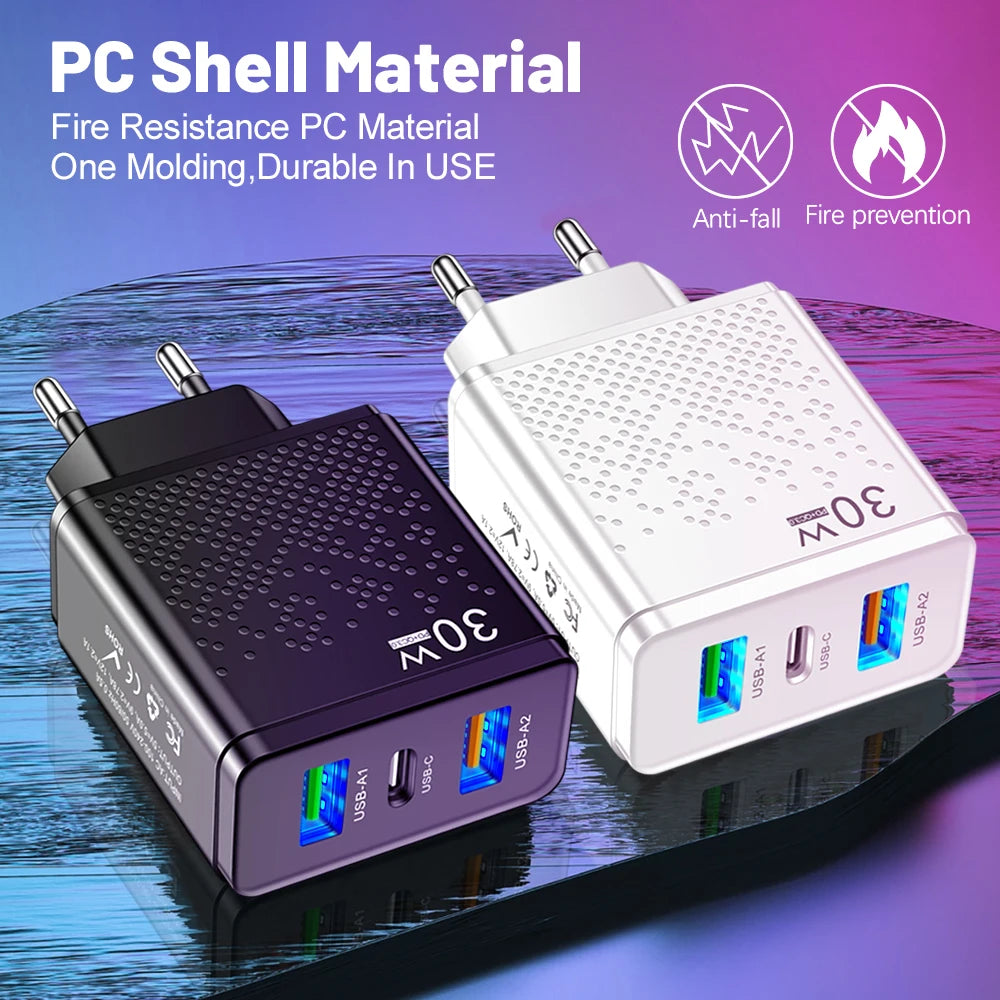 3 Ports 30W USB C Charger PD 30W USB Type C