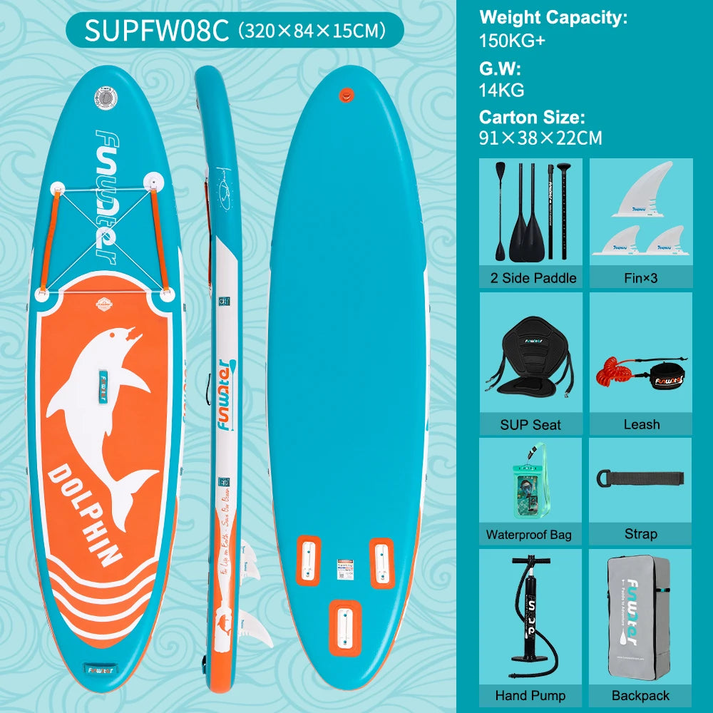 FunWater 11' Sup Board Inflatable Surfboard Stand Up Paddle Board