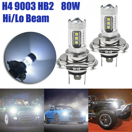 2Pcs 8000K H4 9003 HB2 LED Car Headlight