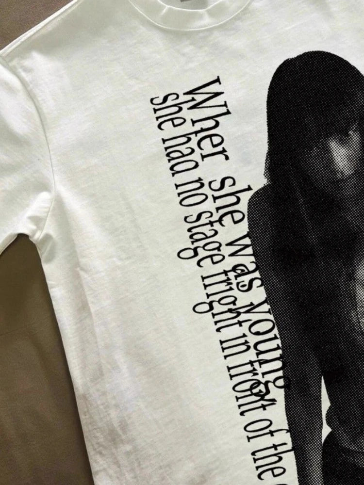 Men and Women T Shirts Short Sleeve Print O-neck Tees Y2k Tops Casual Fashion
