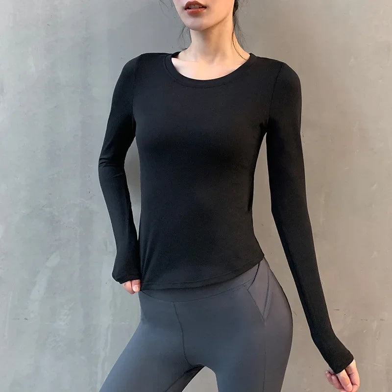 Women Yoga Clothing Tops Sports Long Sleeve T-Shirt