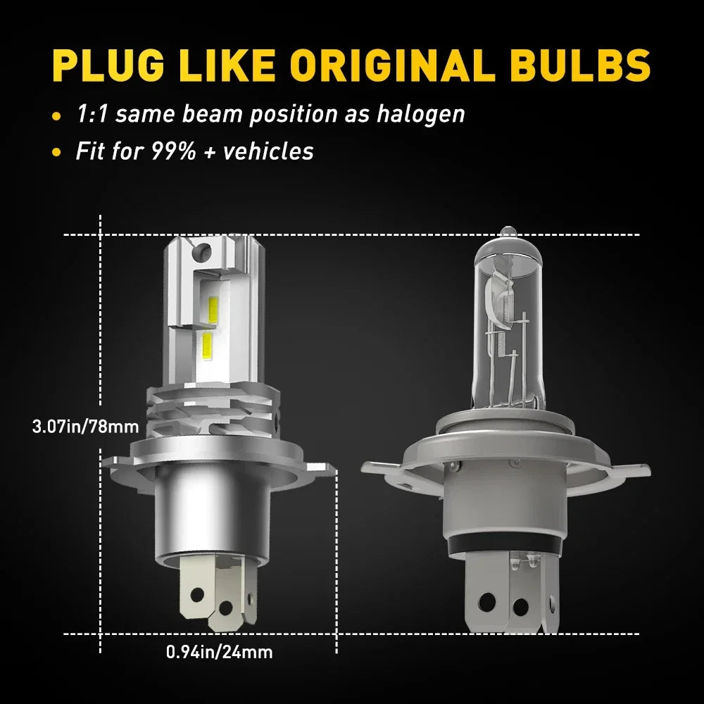 2pcs 30000LM LED H4 H7 9003 LED Canbus