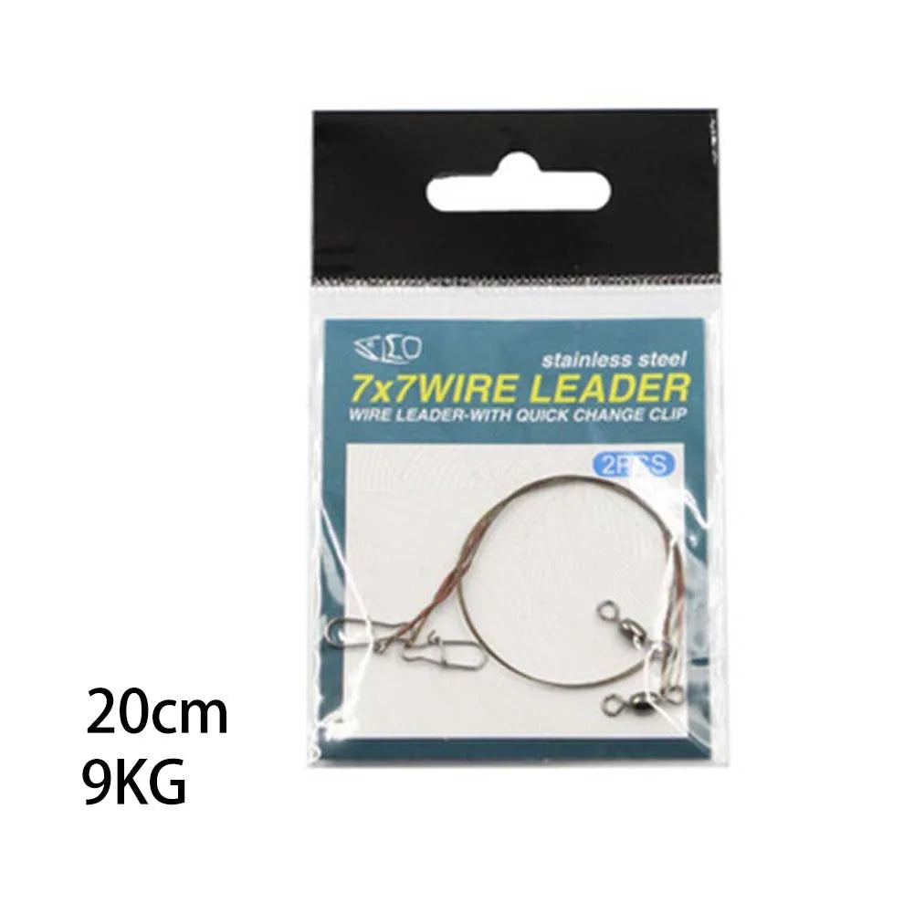 2pcs Fishing Line Steel Wire Leader Snap Rolling Swivel