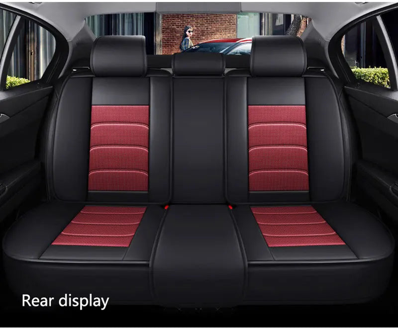 Car Seat Covers Full Set Breathable Leather Auto Front