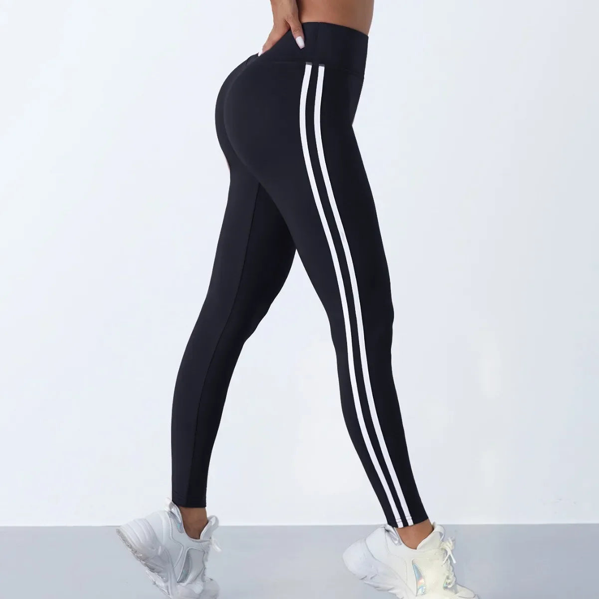Yogaleggings voor dames, gestreepte, slanke sportbroeken,