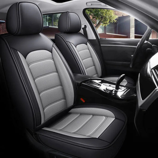 Car Seat Covers Full Set Breathable Leather Auto Front