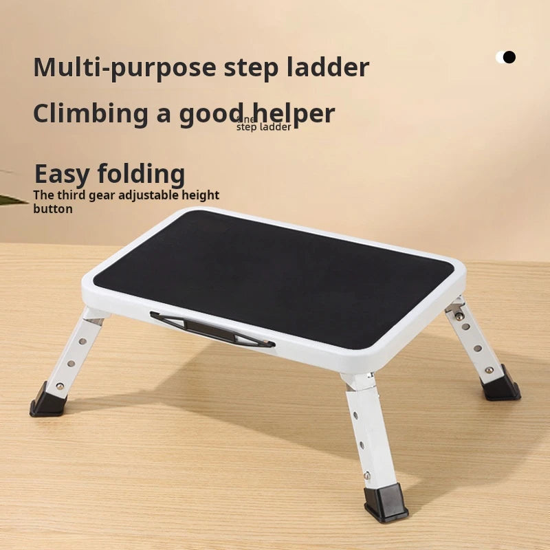 3-speed adjustable folding step stool for adults and seniors, safer metal step stool, sturdy and stable step stool
