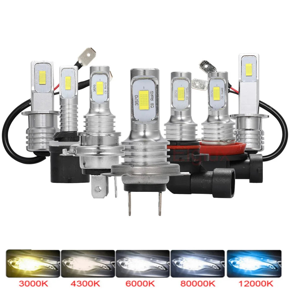 2Pcs H7 H4 Led Super Bright CSP Car Fog Light Bulbs