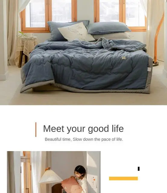 2025 New Japanese Polyester-Cotton Quilted Summer Duvet -
