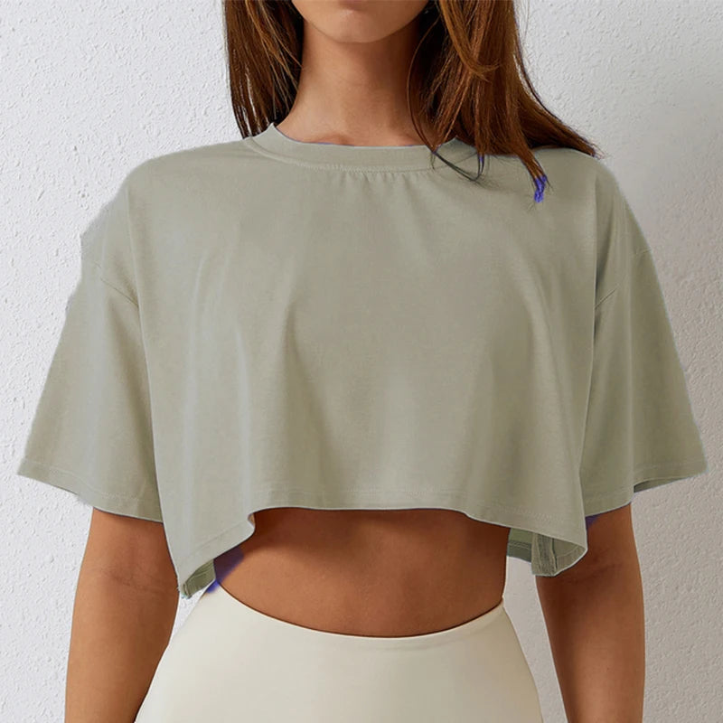 Cotton Women Short Sleeve Dance Running Clothes Yoga