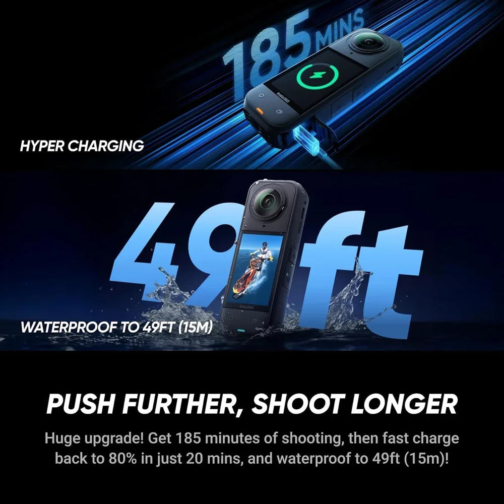 Insta360 X5 360° 8K Camera - 49' Waterproof,