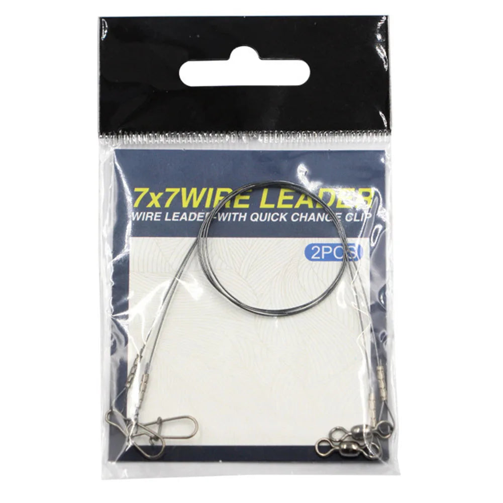 2x Steel Fishing stainless steel Wire Leader Line With Swivel Duo-Lock