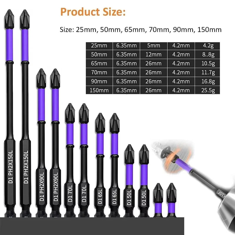 6/12 PCS Magnetic Screwdriver Bits Non-slip Shockproo