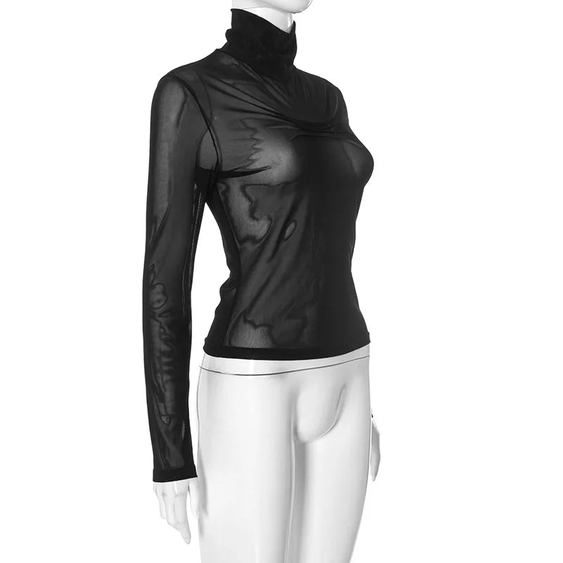 Turtleneck T Shirts For Women Hot Club Outfit See