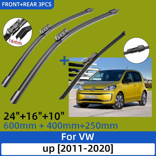 3PCS For VW Up 2011-2020 24"+16"+10" Front Rear Wiper