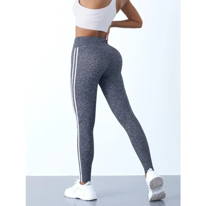 Yogaleggings voor dames, gestreepte, slanke sportbroeken,