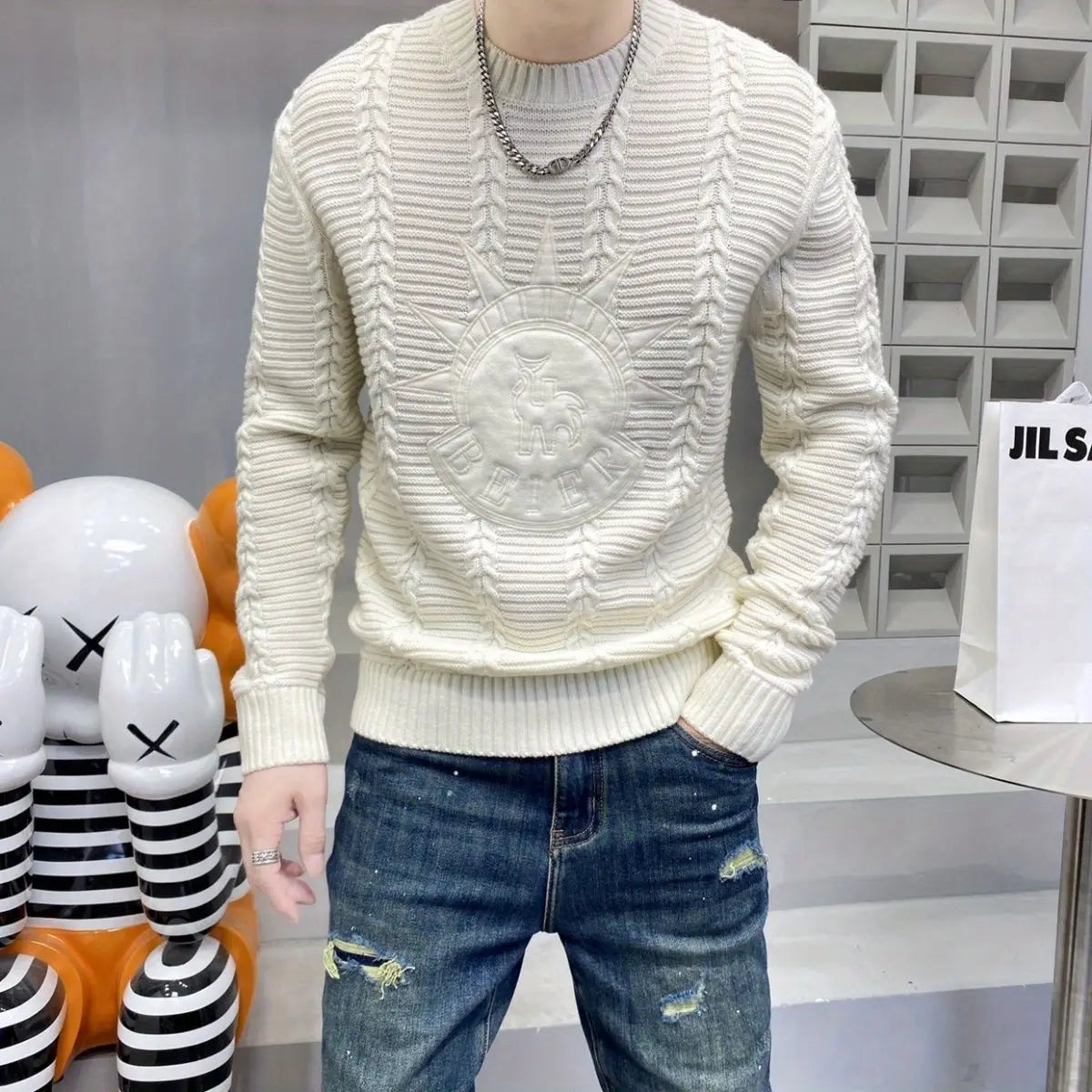 Sweater Men's Autumn and Winter Stripes Versatile New