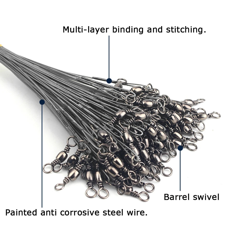20pcs Steel Wire Leader With Swivel Anti-bite Fishing Line
