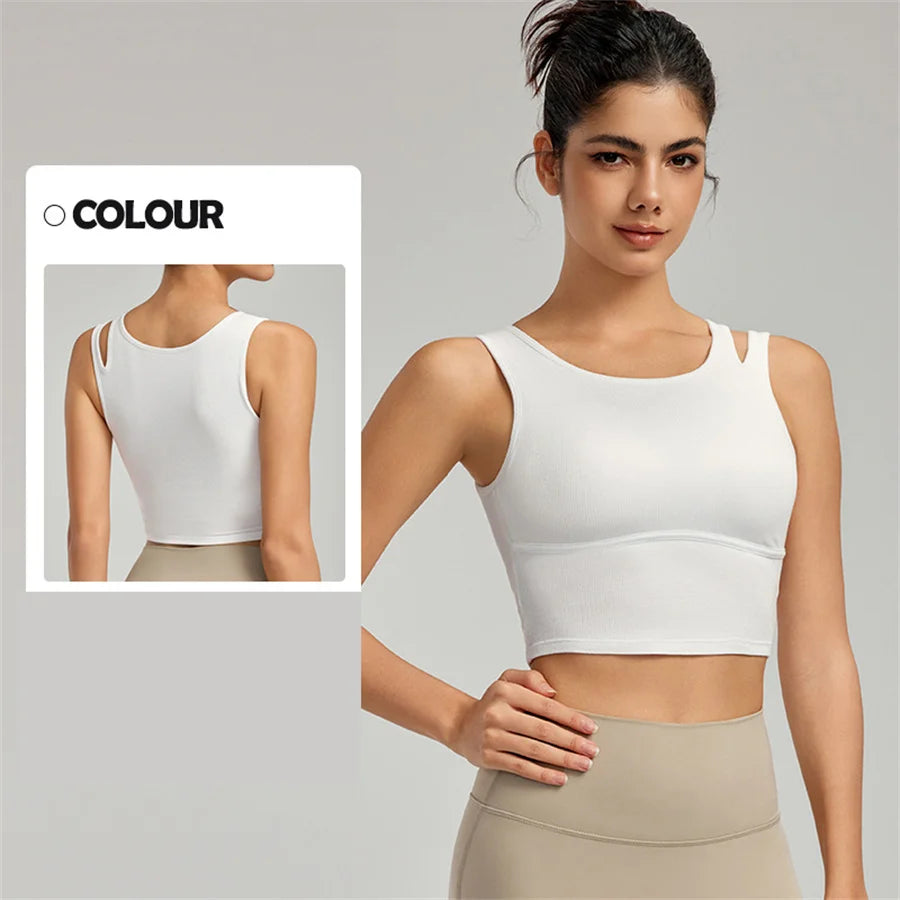 Ladies Sports Bra With Chest Pad Push Up Yoga Fitness Gym