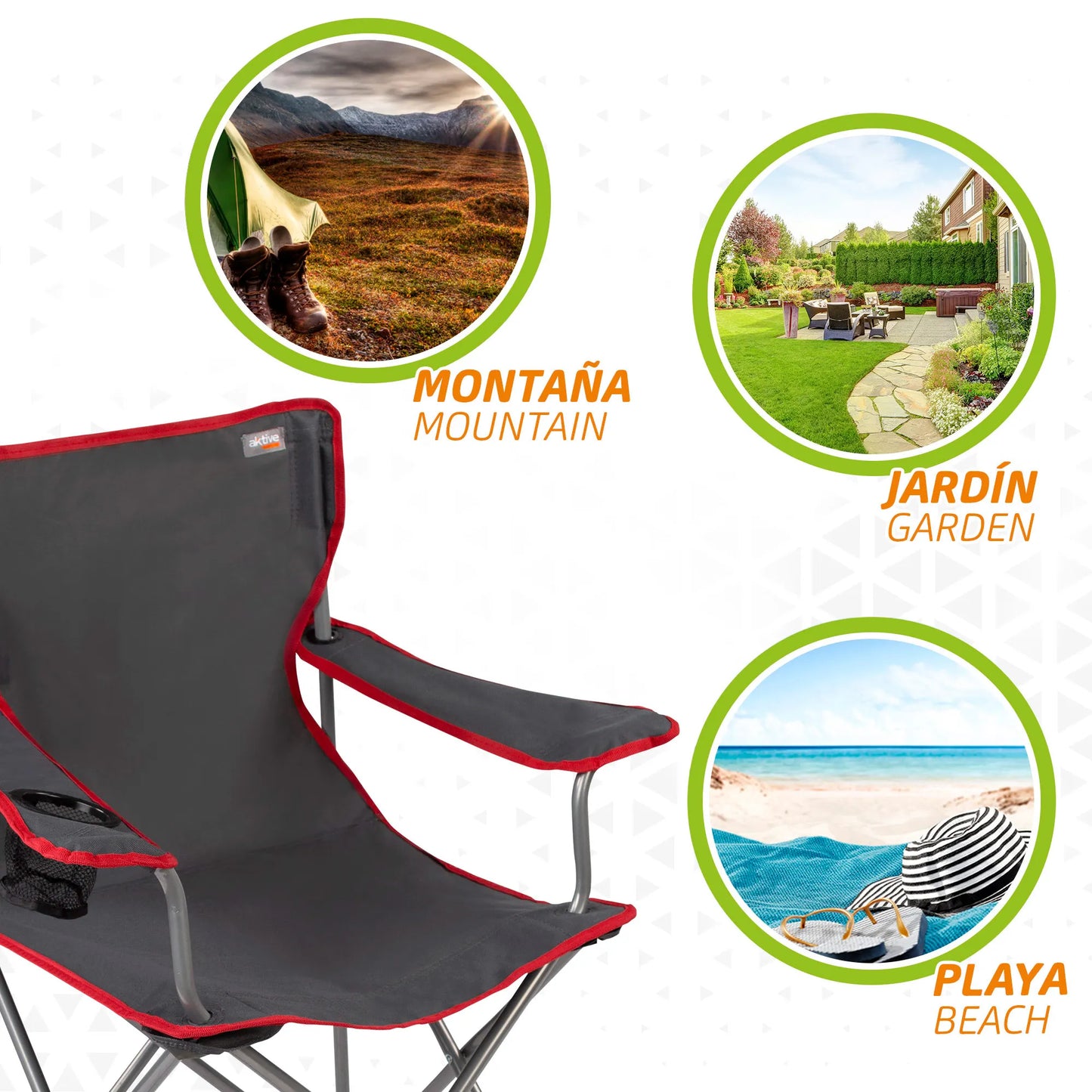 Folding camping chair with coasters and backrest