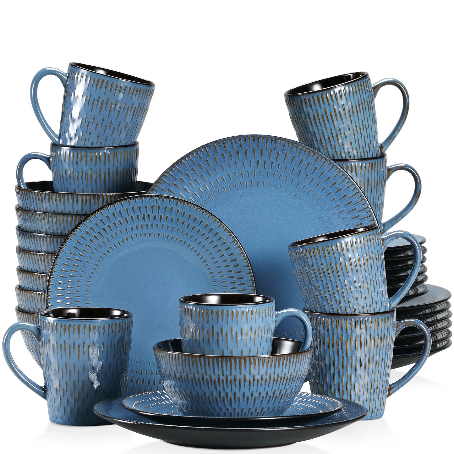 vancasso 16/32 Piece Beige Embossed Stoneware