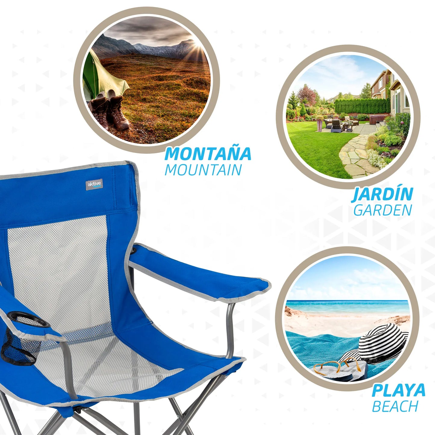Folding camping chair with coasters and backrest