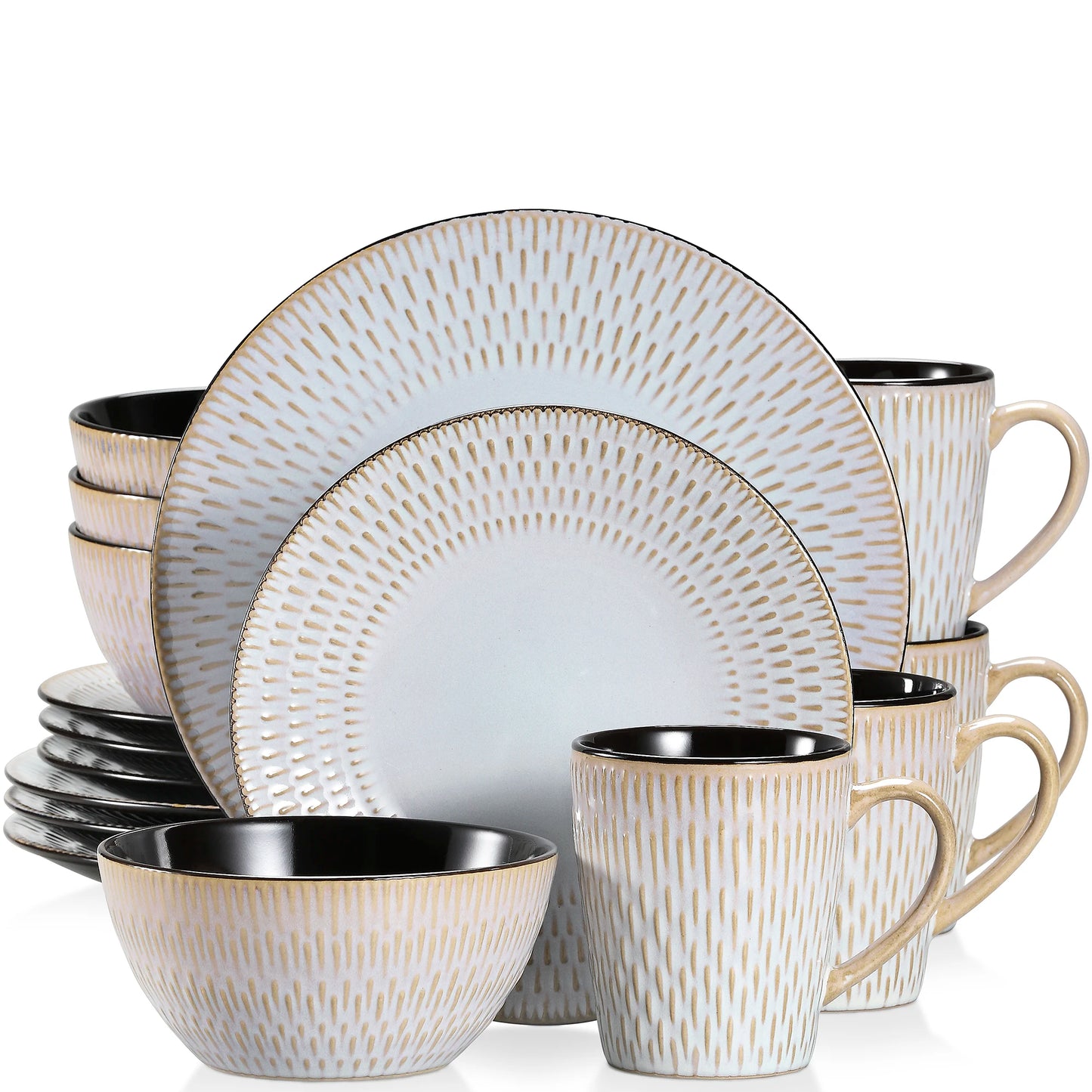 vancasso 16/32 Piece Beige Embossed Stoneware