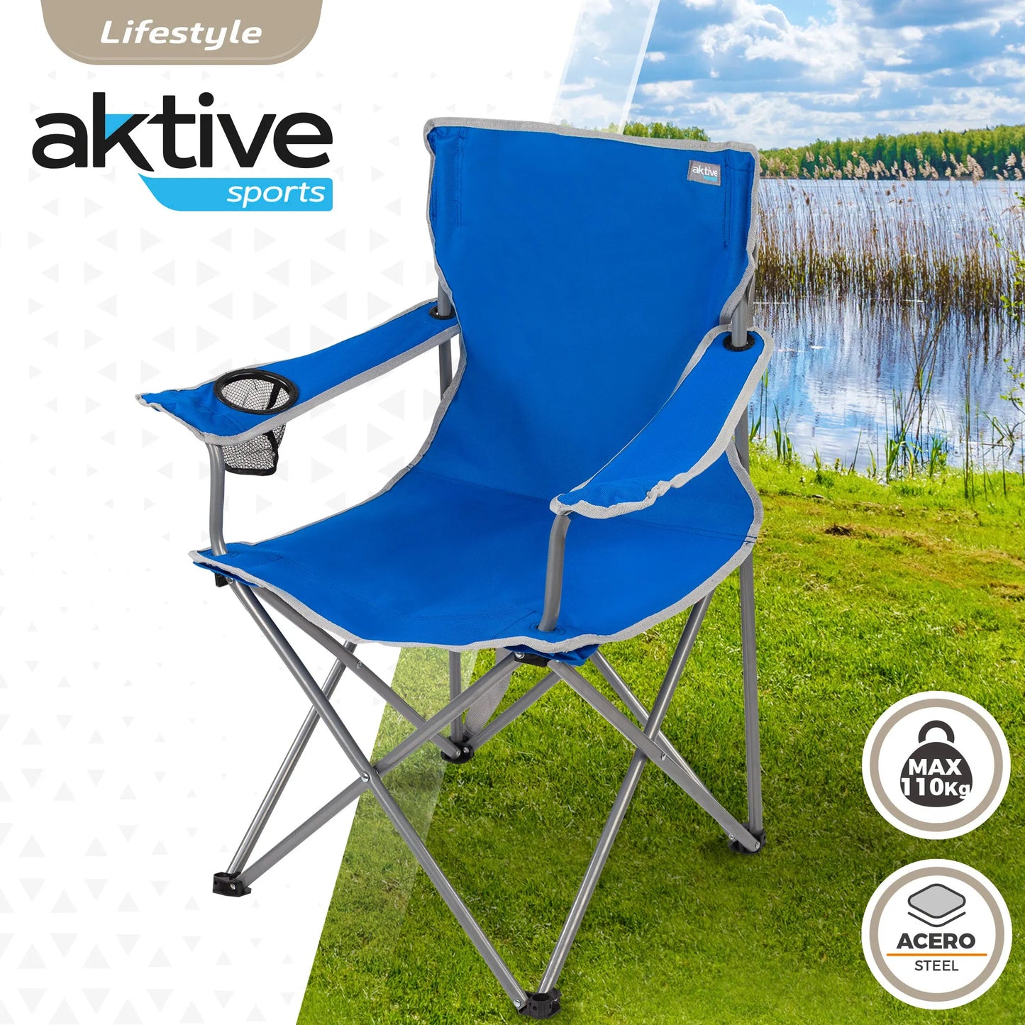 Folding camping chair with coasters and backrest