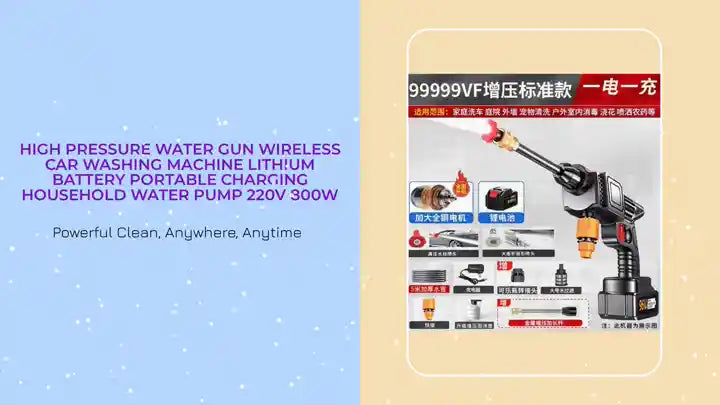 High Pressure Water Gun Wireless Car Washing Machine Lithium Battery Portable Charging Household Water Pump 220V 800W by@Outfy