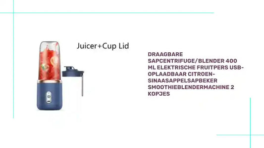 Draagbare sapcentrifuge/blender 400 ml elektrische fruitpers USB-oplaadbaar citroen-sinaasappelsapbeker smoothieblendermachine 2 kopjes by@Outfy