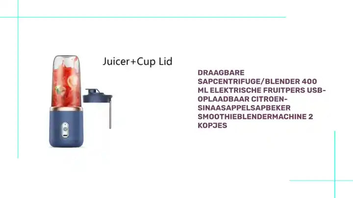 Draagbare sapcentrifuge/blender 400 ml elektrische fruitpers USB-oplaadbaar citroen-sinaasappelsapbeker smoothieblendermachine 2 kopjes by@Outfy